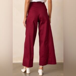NWOT House of Harlow 1960 Burgundy Maroon Stretchy Waistband Wide-Leg Pants Med